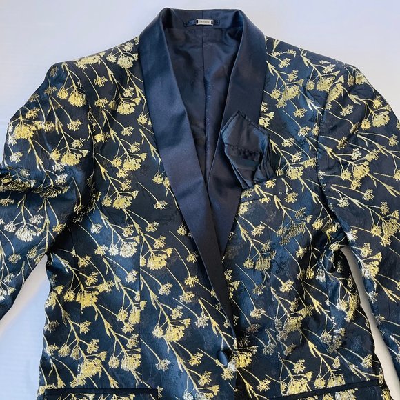 Gold Embroidered Suit Jacket exclusive STATEMENT Italy Confidence 38 R - Picture 10 of 12